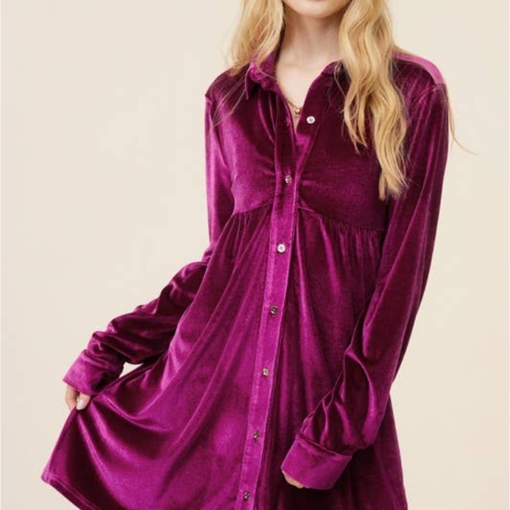 NWT LA MIEL LARGE MAGENTA Elegant Velvet Purple Dress